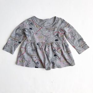 Babygap girl print peplum long sleeve top EUC 2T
